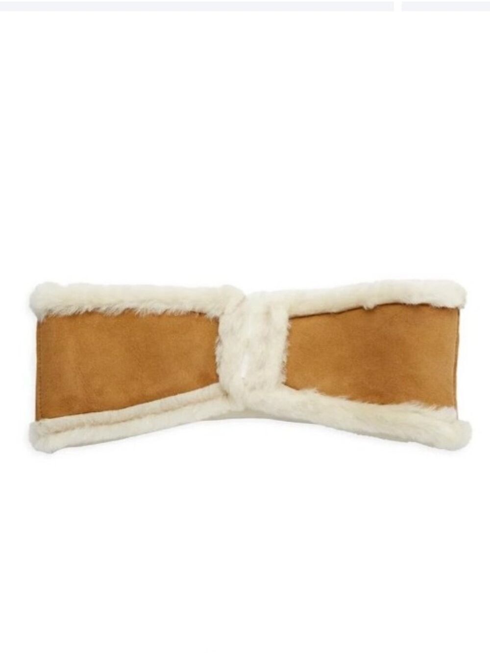UGG Women’s Reversible Leather & Shearling Headband In Chestnut Sz L/XL